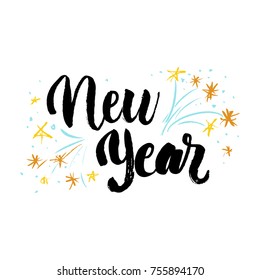 New Year typographic poster. Winter concept. Holiday concept. New Year concept