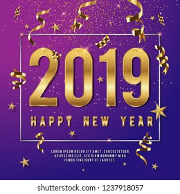 New Year Typographical Background 2019 Christmas