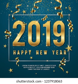 New Year Typographical Background 2019 Christmas