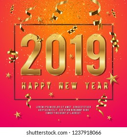 New Year Typographical Background 2019 Christmas