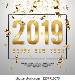 New Year Typographical Background 2019 Christmas