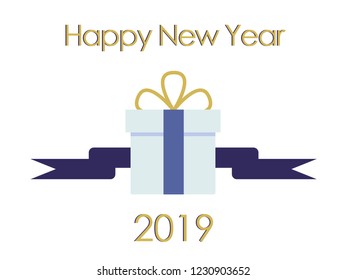New Year Typographical Cretaive Background 2019 . Vector illustration blue version