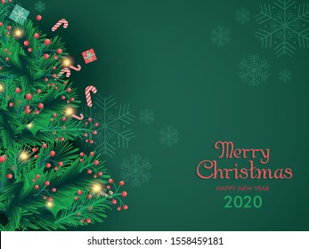 New Year Typographical Lighting Background With Christmas Celebration.
