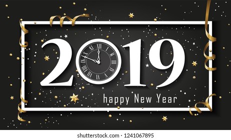 New Year TypographicalCreative Background 2019 With Christmas Time