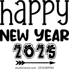 
New Year Typography Design. Printing For Tshirt, Sweatshirt, Mug, Banner, Poster etc.
