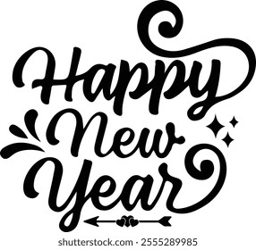 
New Year Typography Design. Printing For Tshirt, Sweatshirt, Mug, Banner, Poster etc.