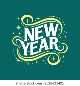 Diseño de logotipo de tipografía de año Nuevo, Vector.