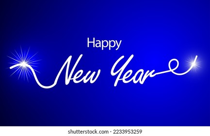 New year typography with sparklers, vector art illustration.