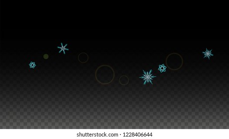 New Year Vector Background with Blue Falling Snowflakes Isolated on Transparent Background. Glitter Snow Sparkle Pattern. Snowfall Overlay Print. Winter Sky. Design for  Christmas Sale.
