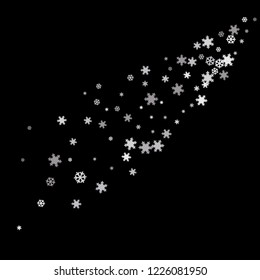 New Year Vector Background with Falling Snowflake. Christmas Snow Sparkle Pattern. Snowfall Overlay Print. Winter Sky. Holiday Design for Banner.