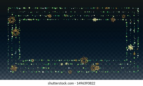 New Year Vector Background with Falling Glitter Snowflakes and Stars. Isolated on Transparent. Realistic Snow Twinkly Pattern. Glitter Overlay Print. Winter Party. Design for Poster.
