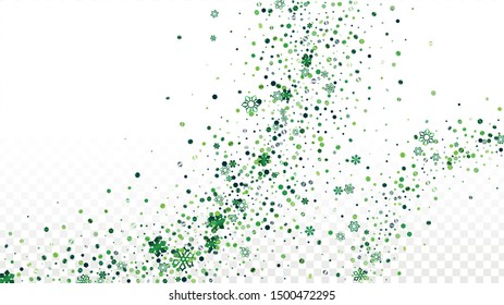 New Year Vector Background with Falling Glitter Snowflakes and Stars. Isolated on Transparent. Miracle Snow Confetti Pattern. Glitter Overlay Print. Winter Sky. Design for Cover.