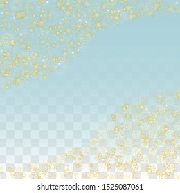 New Year Vector Background with Falling Snowflakes  Isolated on Transparent Background. Elegance Design for Party Invitation, Banner, Sale, Poster. Realistic Snow. Happy Christmas, New Year