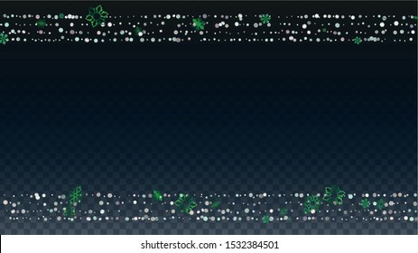 New Year Vector Background with Falling Glitter Snowflakes and Stars. Isolated on Transparent. Fantasy Snow Confetti Pattern. Glitter Overlay Print. 