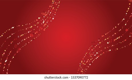 New Year Vector Background with Falling Glitter Snowflakes and Stars. Isolated on Transparent. Glamour Snow Twinkly Pattern. Glitter Overlay Print. Winter Party. Design for Sale.