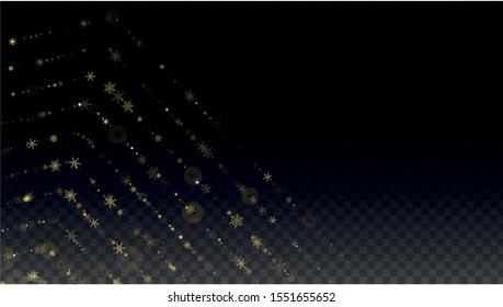 New Year Vector Background with Falling Snowflakes  Isolated on Transparent Background. Elegance Design for Party Invitation, Banner, Sale, Poster. Realistic Snow. Happy Christmas, New Year.