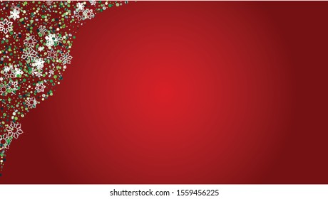 New Year Vector Background with Falling Glitter Snowflakes and Stars. Isolated on Transparent. Glowing Snow Twinkly Pattern. Glitter Overlay Print. Winter Party. Design for Sale.