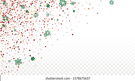 New Year Vector Background with Falling Glitter Snowflakes and Stars. Isolated on Transparent. Glamour Snow Twinkly Pattern. Glitter Overlay Print. Winter Party. Design for Sale.