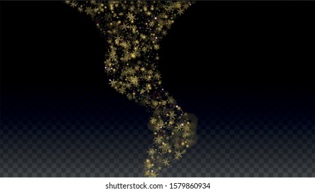 New Year Vector Background with Falling Snowflakes  Isolated on Transparent Background. Luxury Design for Party Invitation, Banner, Sale, Poster. Realistic Snow. Happy Christmas, New Year.