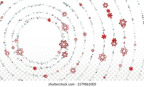 New Year Vector Background with Falling Glitter Snowflakes and Stars. Isolated on Transparent. Luxurious Snow Sparkle Pattern. Snowfall Overlay Print. Winter Sky. Design for Banner.