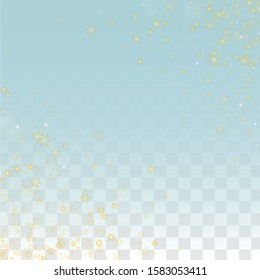 New Year Vector Background with Falling Snowflakes  Isolated on Transparent Background. Festival Design for Party Invitation, Banner, Sale, Poster. Realistic Snow. Happy Christmas, New Year