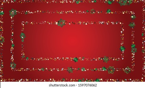 New Year Vector Background with Falling Glitter Snowflakes and Stars. Isolated on Transparent. Luxury Snow Confetti Pattern. Glitter Overlay Print. Winter Sky. Design for Cover.