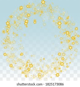 New Year Vector Background with Falling Snowflakes  Isolated on Transparent Background. Elegance Design for Party Invitation, Banner, Sale, Poster. Realistic Snow. Happy Christmas, New Year.