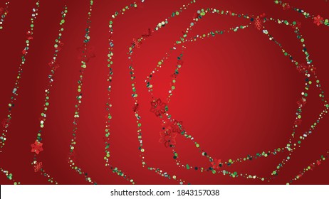 New Year Vector Background with Falling Glitter Snowflakes and Stars. Isolated on Transparent. Elegance Snow Confetti Pattern. Glitter Overlay Print. Winter Sky. Design for Web.