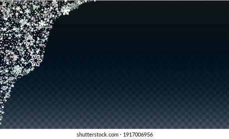 New Year Vector Background with Falling Glitter Snowflakes and Stars. Isolated on Transparent. Elegance Snow Twinkly Pattern. Glitter Overlay Print. Winter Party. Design for Sale.