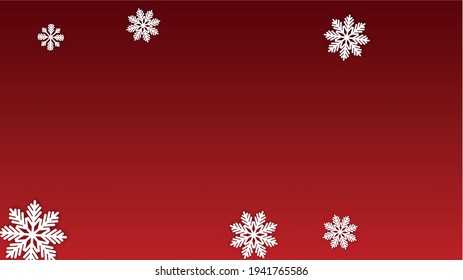 New Year Vector Background with Falling Snowflakes. Isolated on Red Background.  Fantasy Snow Sparkle Pattern. Snowfall Overlay Print. Winter Sky. Papercut Snowflakes.