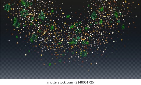 New Year Vector Background with Falling Glitter Snowflakes and Stars. Isolated on Transparent. Elegance Snow Confetti Pattern. Glitter Overlay Print. Winter Sky. Design for Web.