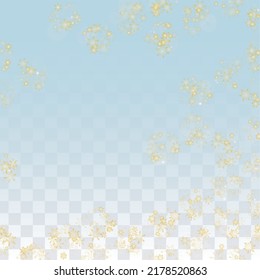 New Year Vector Background with Falling Snowflakes  Isolated on Transparent Background. Luxury Design for Party Invitation, Banner, Sale, Poster. Realistic Snow. Happy Christmas, New Year.