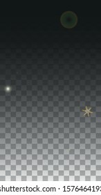 New Year Vector Background with Gold Falling Snowflakes Isolated on Transparent Background. Realistic Snow Sparkle Pattern. Snowfall Overlay Print. Winter Sky. Design for  Party Invitation.