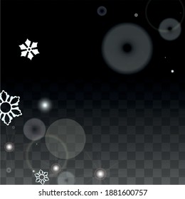New Year Vector Background with White Falling Snowflakes Isolated on Transparent Background. Miracle Snow Sparkle Pattern. Snowfall Overlay Print. Winter Sky. Design for  Banner.