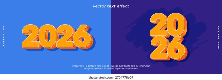 Anuncio de Vector de Nuevo año con efecto de texto 3D 2026