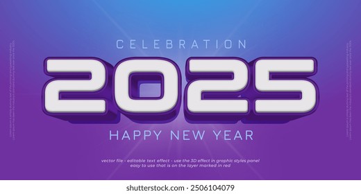 New year vector banner holiday celebration with 2025 editable numbers with gradient background