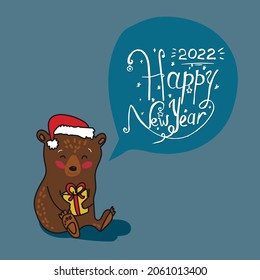 New year vector card with bear 