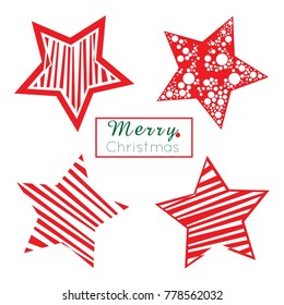 New Year vector card with Christmas red stars