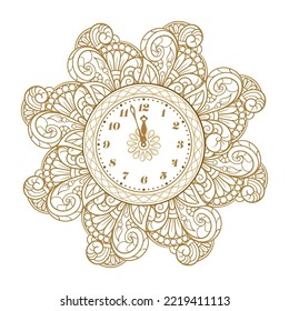 New Year vector clock illustration