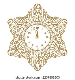 New Year vector clock illustration