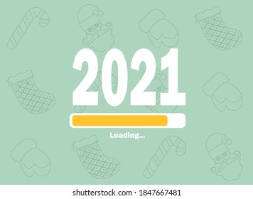 New year vector concept: Number 2021 in loading process