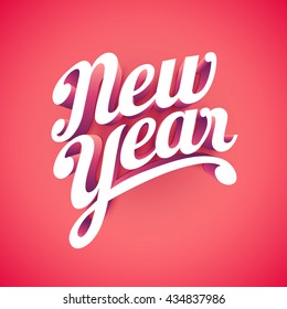 New Year Vector custom 3d hand lettering typographic design.