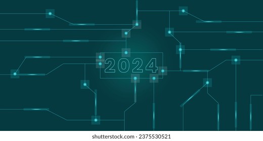 New Year vector with a dark green technology theme, suitable for banners, web banners, posters and others