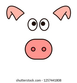New year vector design. Pig face. Icon for web.
