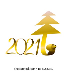 new year vector gold tree 2021