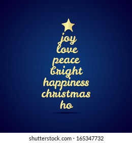 New Year vector greeting card. Christmas vintage greeting card with tree. Merry Christmas lettering, vector illustration. Editable EPS10. 