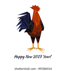new year vector greeting card with colored cock