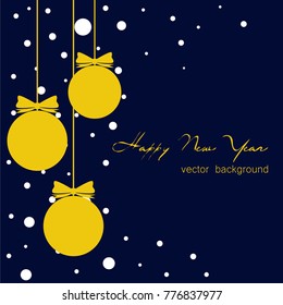 New Year vector greeting card, holiday background, Christmas balls, snowflakes, Christmas, abstract background
