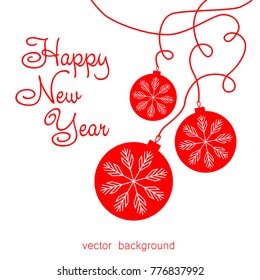 New Year vector greeting card, holiday background, Christmas balls, snowflakes, Christmas, abstract background