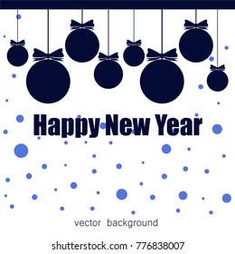 New Year vector greeting card, holiday background, Christmas balls, snowflakes, Christmas, abstract background